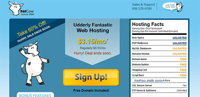 Fatcow - Simple, reliable and affordable hosting packages